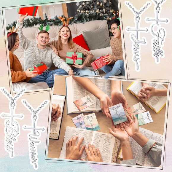 Bulk Christian Faith Cross Necklaces Set with Bible Verse Cards for Women - Picture 6 of 7